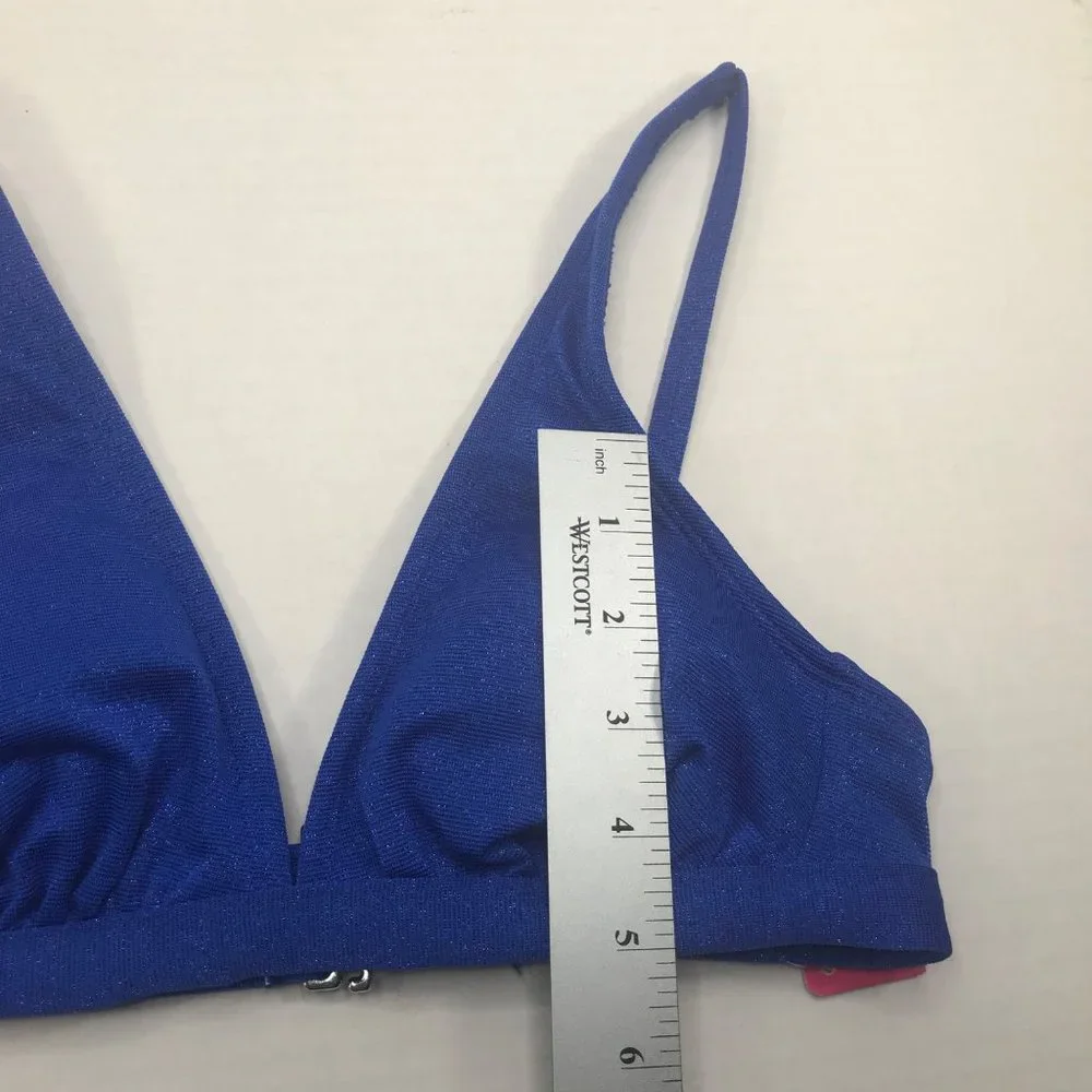 Xhilaration Junior's Size Small 0-2 Metallic Thread Bralette Bikini Top Blue New